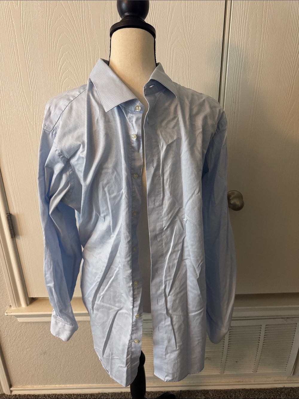 Classic Blue Dress Shirt with Traditional Collar